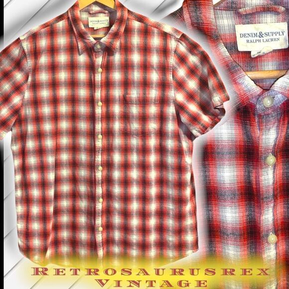 DENIM & Supply Ralph Lauren Black, Red, Grey Shadow Plaid Button Up Shirt XXL - Picture 1 of 7